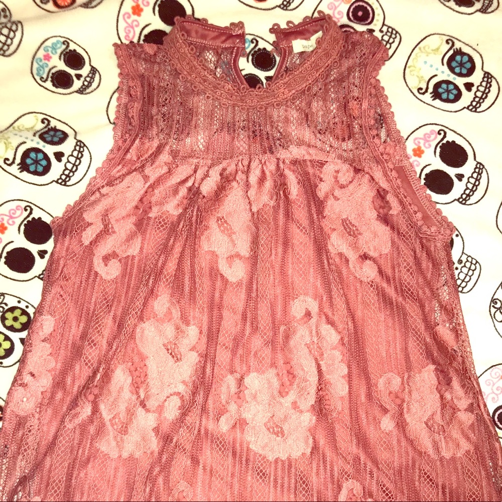 Light burgundy sheer lace woman’s blouse